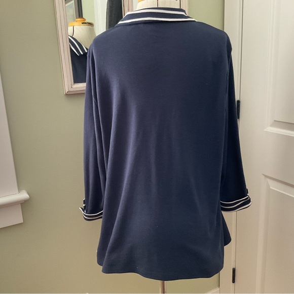 MISOOK NAVY BLUE NAUTICAL STYLE PULLOVER SWEATER, SIZE: XL - Picture 4 of 14